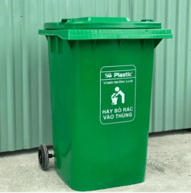 Thùng rác công cộng 360L HDPE Nhựa Sài Gòn bền đẹp 