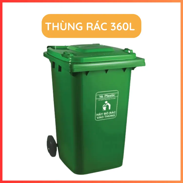 Thùng rác công cộng 360L HDPE Nhựa Sài Gòn bền đẹp 